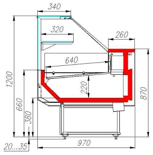 Витрина холодильная CARBOMA GC95 SV 1,2-1 0013-0430 (ВХСр-1,2 GC95 KombiLux) 0108 Темный дуб