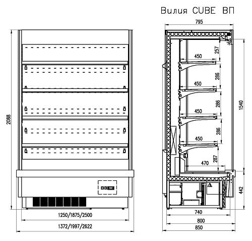 Горка холодильная ENTECO ВИЛИЯ CUBE 90 П ВСн