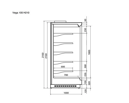 Горка холодильная DAZZL Vega 100 H210 250