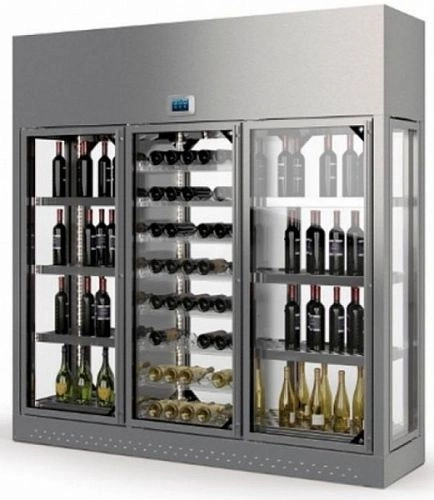 828c6e8c80ca956ddf6e8a9103dcf75b.webp Шкаф винный ENOFRIGO WINE LIBRARY+ 3P ISOLA H220 P60 серебристый