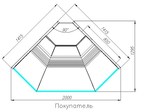 Витрина холодильная CARBOMA G120 VV-5 (внешний угол, динамика)