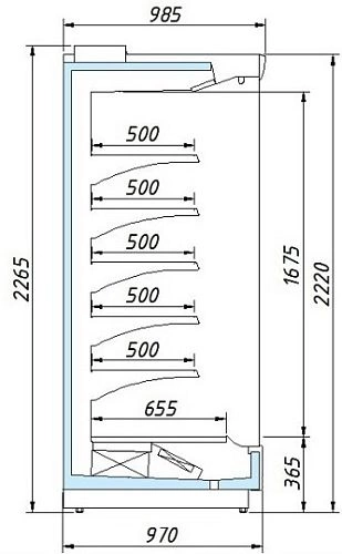 Горка холодильная АРИАДА Женева-1 ВС55.095H-2050F