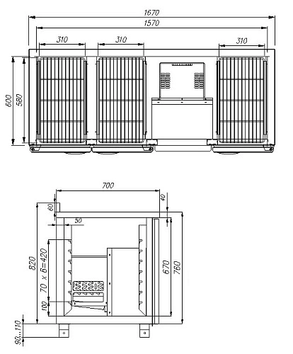 ynh5yoevdo0h6nlzgliojfcwdzivs9f5.webp Стол морозильный CARBOMA T70 L3-1 9006-2 (3GN/LT) корпус серый, 3 двери с бортом