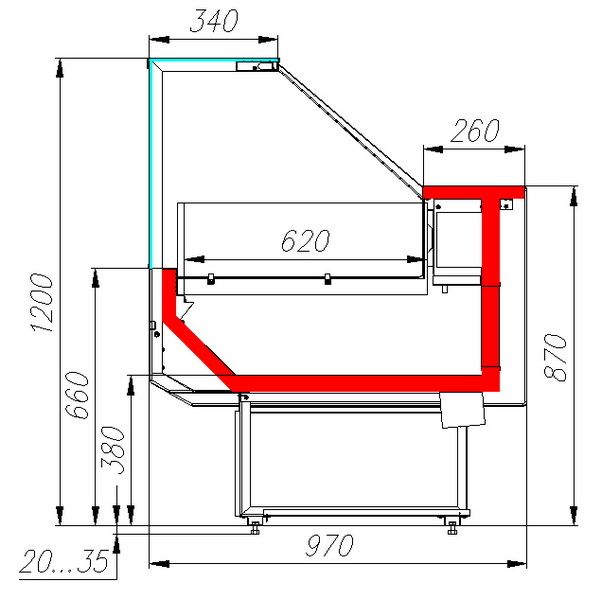 Витрина морозильная Carboma GC95 SL 1,5-1 0013-0430 (ВХСн-1,5 Carboma GC95 KombiLux, 0108 Темный дуб)